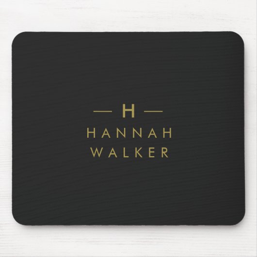 Monogram Black Gold | Modernes Minimalistisches El Mousepad (Vorne)