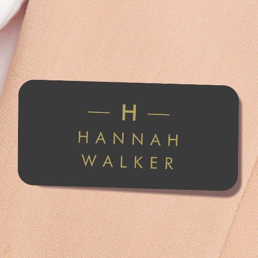 Monogram Black Gold | Modernes Minimalistisches El Namensschild