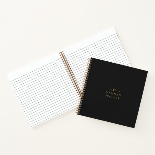 Monogram Black Gold | Modernes Minimalistisches El Notizblock (Innenseite)