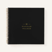 Monogram Black Gold | Modernes Minimalistisches El Notizblock (Vorderseite)
