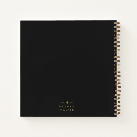 Monogram Black Gold | Modernes Minimalistisches El Notizblock (Rückseite)