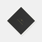 Monogram Black Gold | Modernes Minimalistisches El Serviette (Ecke)