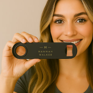 Monogram Black Gold   Modernes Minimalistisches El Speed Flaschenöffner