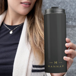 Monogram Black Gold | Modernes Minimalistisches El Thermosbecher