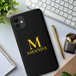 Monogram Black Gold Modernität elegant Case-Mate iPhone Hülle