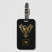 Monogram Black & Gold Phoenix Rising Gepäckanhänger (Vorderseite Vertikal)