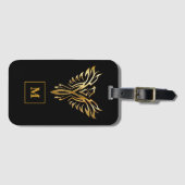 Monogram Black & Gold Phoenix Rising Gepäckanhänger (Vorderseite (Horizontal))
