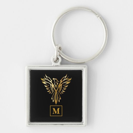 Monogram Black & Gold Phoenix Rising Zubehör Schlüsselanhänger (Vorne)