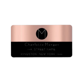 Monogram Black Gold Rose Blush Minimal VIP UAWG Adressaufkleber