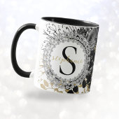 Monogram Black Gold Rose Diamonds Luxury Stylish Tasse