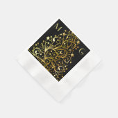 Monogram Black Gold Shiny Chic Decorative Stars Serviette (Ecke)