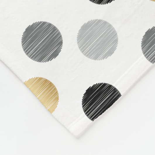 Monogram Black, Gold, Silver Polka Dots Fleecedecke (Ecke)