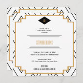 Monogram Black, Gold und White Art Deco Bridal Einladung (Vorne/Hinten)