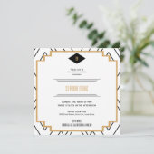Monogram Black, Gold und White Art Deco Bridal Einladung (Stehend Vorderseite)