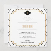 Monogram Black, Gold und White Art Deco Bridal Einladung (Vorderseite)