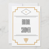 Monogram Black, Gold und White Art Deco Bridal Einladung (Rückseite)