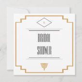 Monogram Black, Gold und White Art Deco Bridal Einladung (Rückseite)