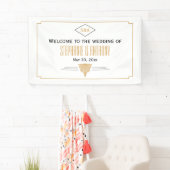 Monogram Black, Gold und White Art Deco Hochzeit Banner (Insitu)