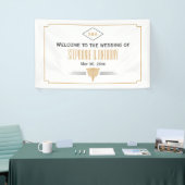 Monogram Black, Gold und White Art Deco Hochzeit Banner (Messeveranstaltung)