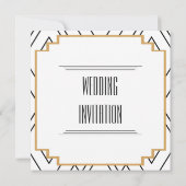 Monogram Black, Gold und White Art Deco Hochzeit Einladung (Rückseite)