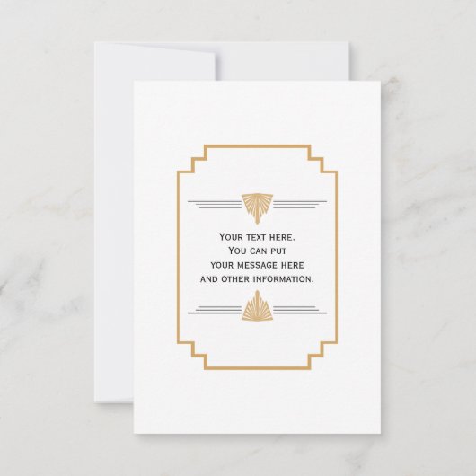 Monogram Black, Gold und White Art Deco Hochzeit Save The Date (Rückseite)