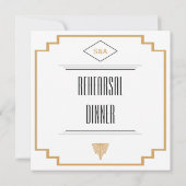 Monogram Black, Gold und White Art Deco Probe Einladung (Rückseite)