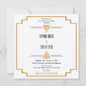 Monogram Black, Gold und White Art Deco Probe Einladung (Vorderseite)