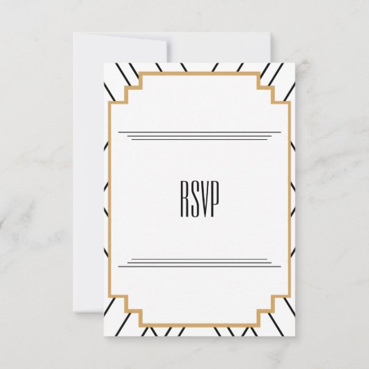 Monogram Black, Gold und White Art Deco UAWG RSVP Karte (Rückseite)