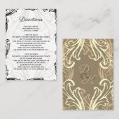 Monogram Black Gold Vintage Hochzeit Details Karte (Vorne/Hinten)