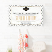 Monogram Black, Gold, White Art Deco Wedding Banner (Insitu)