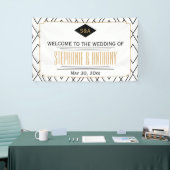 Monogram Black, Gold, White Art Deco Wedding Banner (Messeveranstaltung)