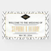 Monogram Black, Gold, White Art Deco Wedding Banner (Horizontal)