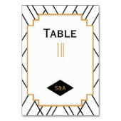 Monogram Black, Gold, White Art Deco Wedding Tischnummer (Vorderseite)