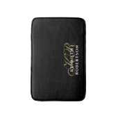 Monogram Black Gold White Minimalist Men Elegant  Badematte (Vorderseite Vertikal)