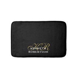Monogram Black Gold White Minimalist Men Elegant Badematte