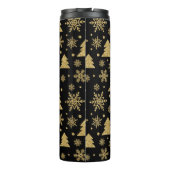 Monogram Black Golden Christmas Tree Snowflakes Thermosbecher (Rückseite)