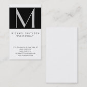 Monogram Black Grau White Simple Business Card Visitenkarte (Vorne/Hinten)