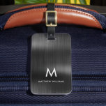 Monogram Black Graue Imitate Metall Stahl kundensp Gepäckanhänger<br><div class="desc">Ein stilvolles,  modernes mit Monogramm Gepäckanhänger,  mit dem Sie Ihre Sachen identifizieren können. Ideal zum Anbringen an Ihrem Gepäck,  Laptop-Tasche,  Golftasche,  Handy und Rucksack. Dieses Produkt macht auch ein schönes Geschenk für den Vatertag,  Geburtstage,  Abschlüsse,  Hochzeiten und vieles mehr. Bitte beachten Sie,  dass metallische Details simuliert werden.</div>