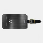 Monogram Black Graue Imitate Metall Stahl kundensp Gepäckanhänger (Vorderseite horizontal)