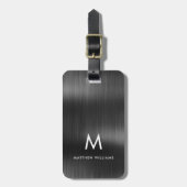 Monogram Black Graue Imitate Metall Stahl kundensp Gepäckanhänger (Vorderseite vertikal)