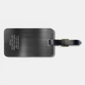 Monogram Black Graue Imitate Metall Stahl kundensp Gepäckanhänger (Rückseite horizontal)