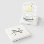 Monogram Black Graue Script Name Steinuntersetzer (Seitenansicht)