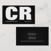 Monogram Black Gray Business Card Visitenkarte (Vorne/Hinten)