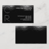 Monogram Black Gray Business Card Visitenkarte (Vorne/Hinten)