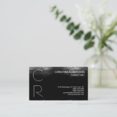 Monogram Black Gray Business Card Visitenkarte (Stehend Vorderseite)