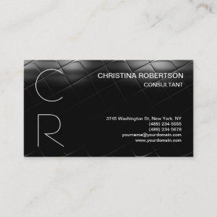 Monogram Black Gray Business Card Visitenkarte
