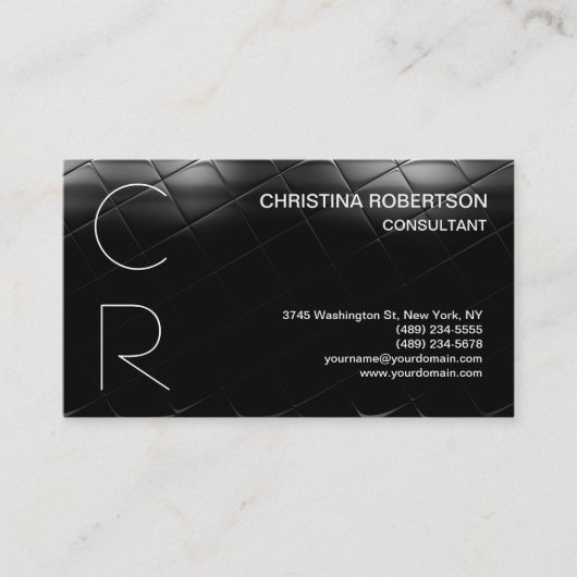 Monogram Black Gray Business Card Visitenkarte (Vorderseite)