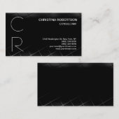 Monogram Black Gray Business Card Visitenkarte (Vorne/Hinten)