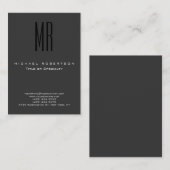 Monogram Black Gray Chubby Business Card Visitenkarte (Vorne/Hinten)