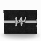 Monogram Black & Gray Name Initials Office-Geschen Fotoblock (Vorderseite)